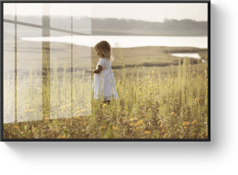 Photo sur plexiglas avec cadre noir